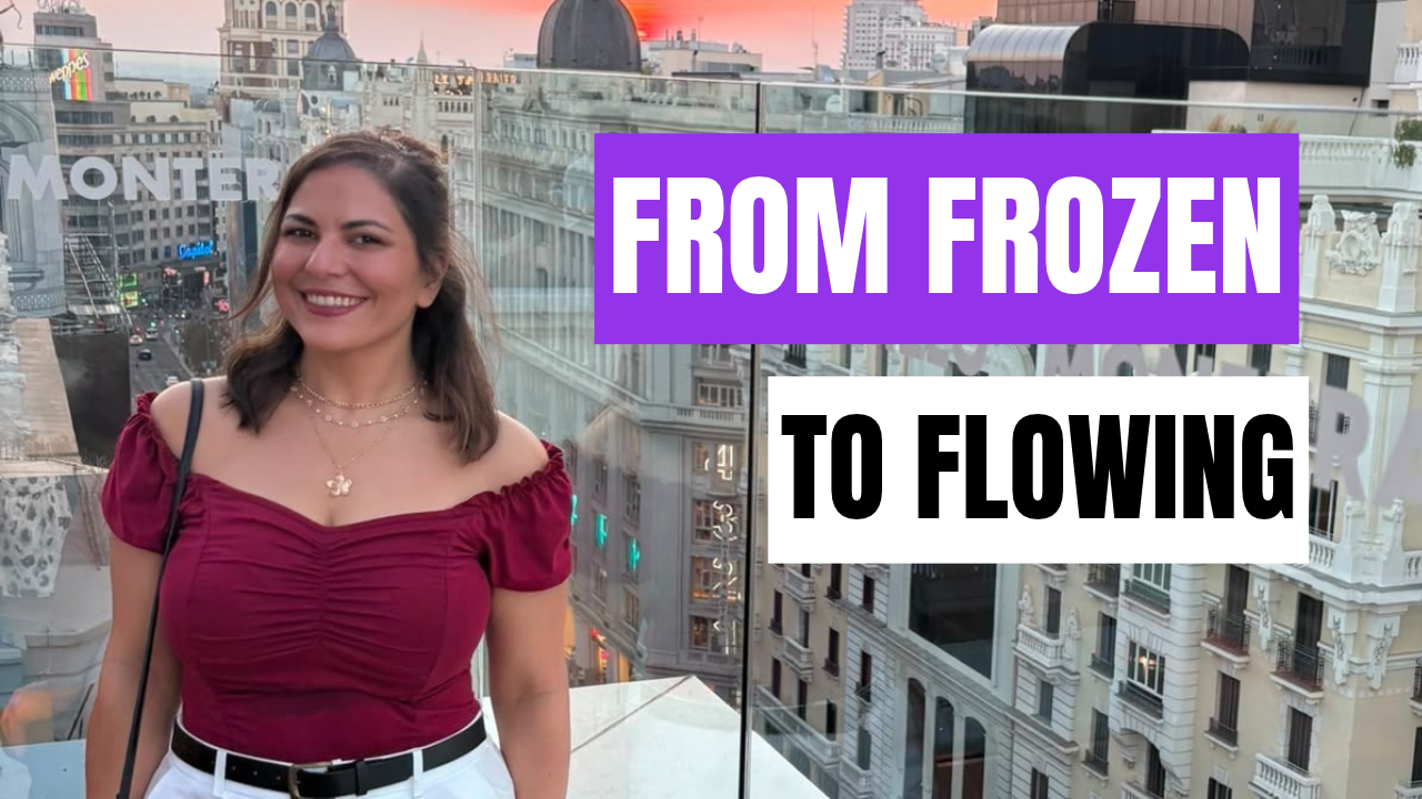 picture of nadine happy in spain from frozen to flowing in Spanish